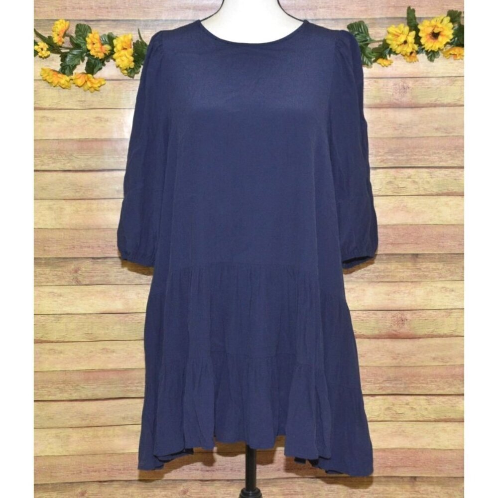 Dress Forum Ladies Lined Flared Tiered Dress A-Line M 3/4 Sleeves Knee Length
